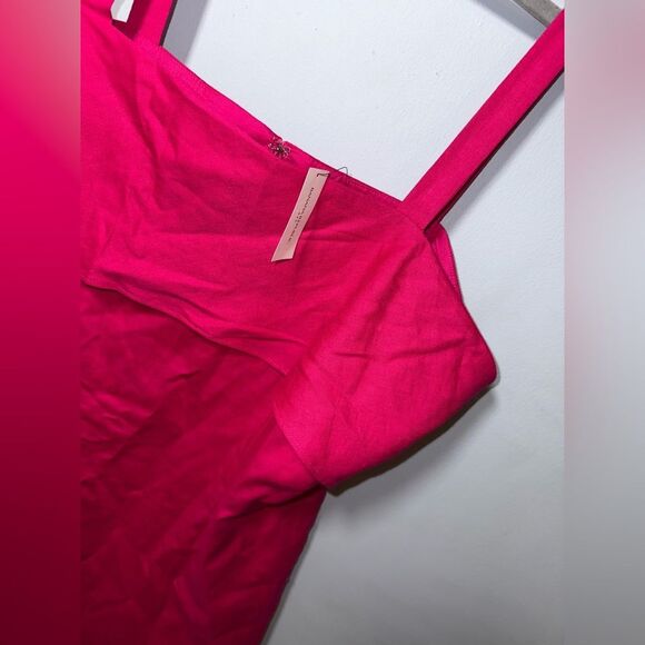 Banana Republic Factory Linen Blend Barbie Hot Pink Mini Dress Size 16 NWT - Picture 3 of 8